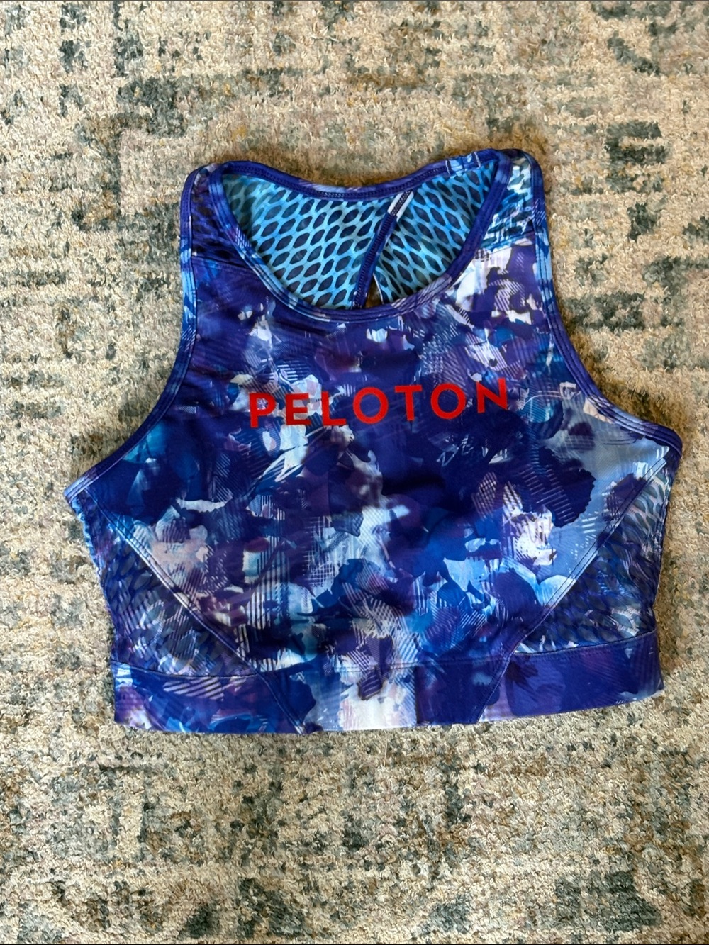 Peloton Purple & Blue Abstract Racerback Crop Top